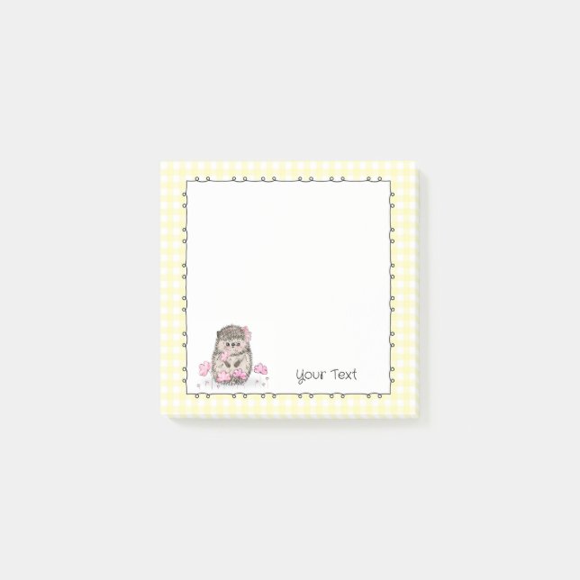Cute Hedgehog Custom Text Yellow Notes (Front)