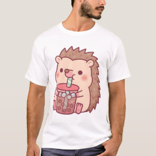 Cute Hedgehog Drinking Boba Tea T-Shirt