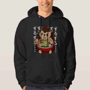 Cute Hedgehog Eating Ramen Kawaii Anime Japanese F Hoodie