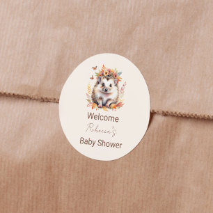 Cute Hedgehog Fall Woodland Welcome  Classic Round Sticker