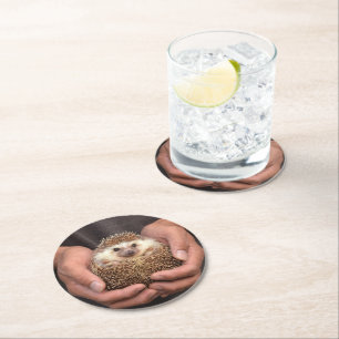 Cute Hedgehog Faux Rose Gold Coaster