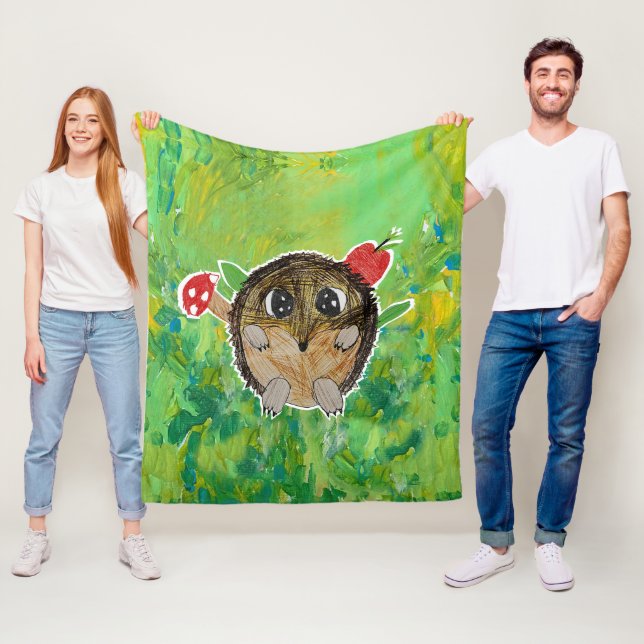Cute Hedgehog Fleece Blanket (In Situ)