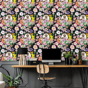 Cute Hedgehog Floral Wallpaper