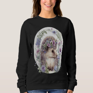 Cute Hedgehog Flower Crown Floral Animal Sweatshirt
