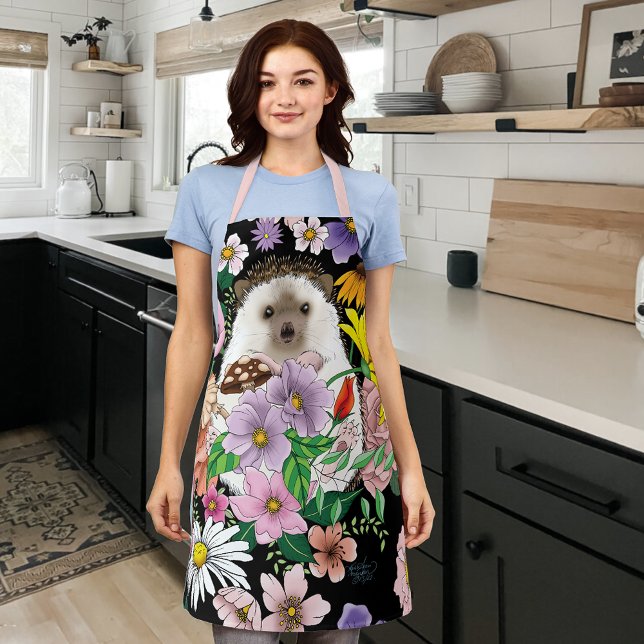 Cute Hedgehog Flowers Apron (Creator Uploaded)