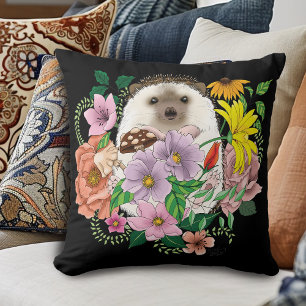 Cute Hedgehog Flowers Cushion