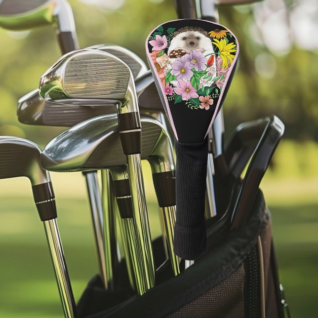 Cute Hedgehog Flowers Golf Head Cover (Creator Uploaded)