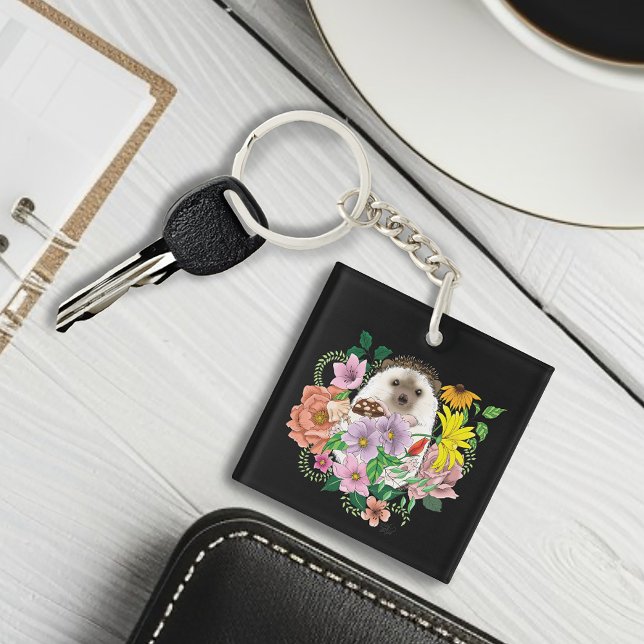Cute Hedgehog Flowers Key Ring (Creator Uploaded)