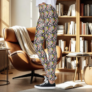 Cute Hedgehog Flowers Leggings