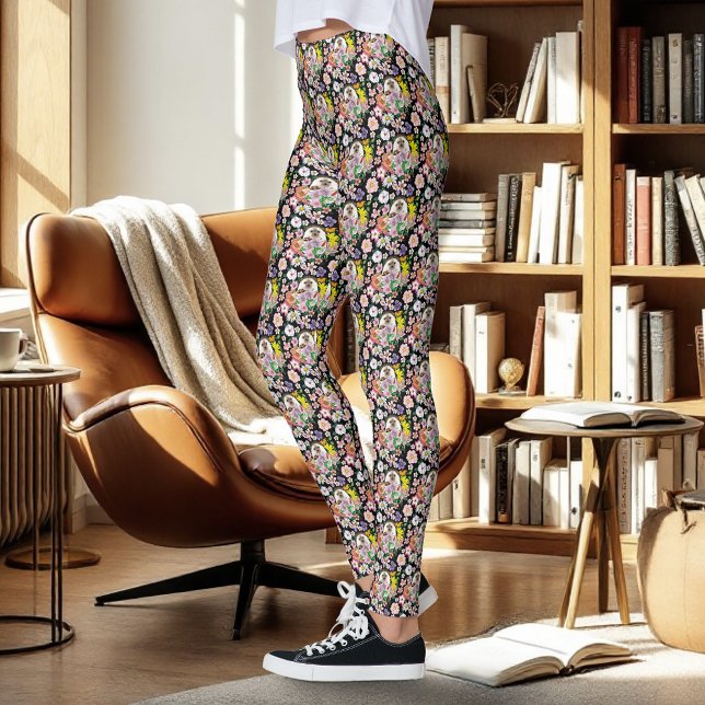Cute Hedgehog Flowers Leggings (Creator Uploaded)