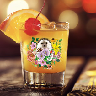 Cute Hedgehog Flowers  Shot Glass