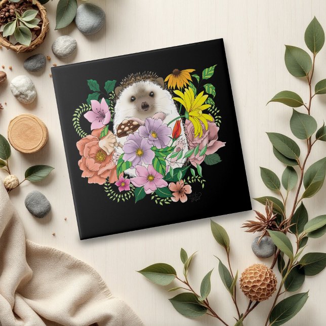 Cute Hedgehog Flowers Tile (Creator Uploaded)
