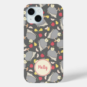 Cute Hedgehog Fruit Pattern Personalised iPhone 15 Case