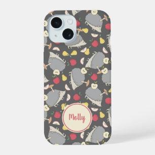 Cute Hedgehog Fruit Pattern Personalised iPhone 15 Case