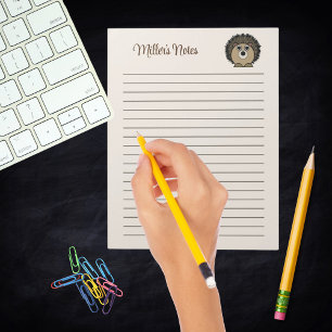 Cute Hedgehog Gender Neutral Beige Brown Kids  Notepad