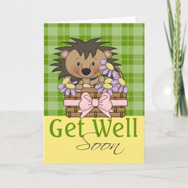 Cute Hedgehog, Get Well Soon Card (Front)