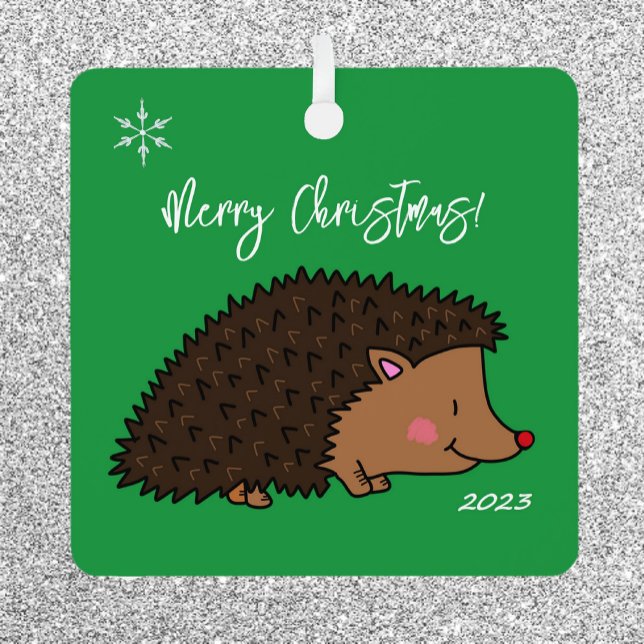Cute Hedgehog Green and White Metal Tree Decoration (Creator Uploaded)