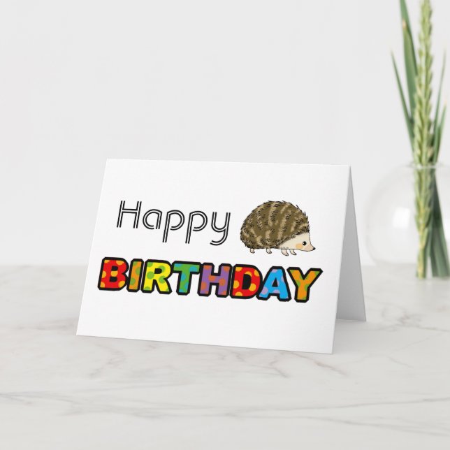 Cute hedgehog happy birthday card (Front)