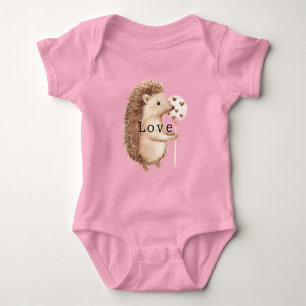 Cute Hedgehog Hearts Love Baby Bodysuit