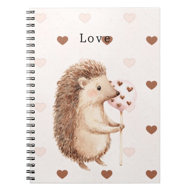 Cute Hedgehog Hearts Love Notebook (Front)