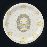 Cute Hedgehog Hearts Stars Baby Shower Paper Plate<br><div class="desc">Cute baby hedgehog shower plate suitable for a boy or girl.  So sweet with matching items.</div>