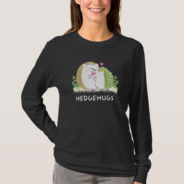 Cute Hedgehog Hedgehugs Hedgehog Mother And Baby H T-Shirt (Front)