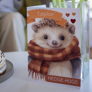 Cute Hedgehog Hedgehugs personalised Valentines Holiday Card