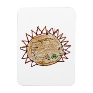 Cute Hedgehog Holding Leaf Fridge Magnet