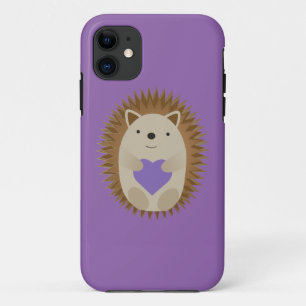 Cute Hedgehog Holidng a Purple Heart Case-Mate iPhone Case