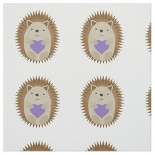 Cute Hedgehog Holidng a Purple Heart Fabric
