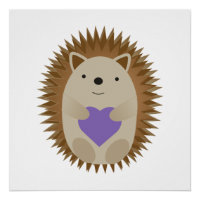 Cute Hedgehog Holidng a Purple Heart