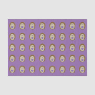 Cute Hedgehog Holidng a Purple Heart Tissue Paper
