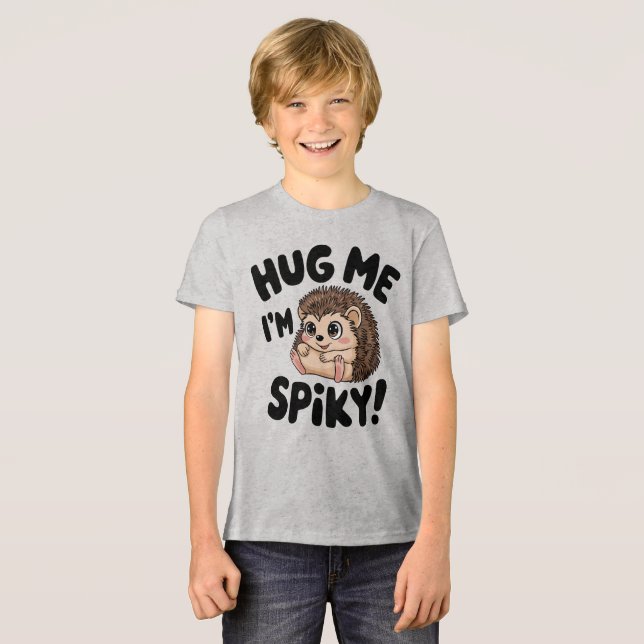 Cute Hedgehog Hug Me Spiky Design Tri-Blend Shirt (Front Full)
