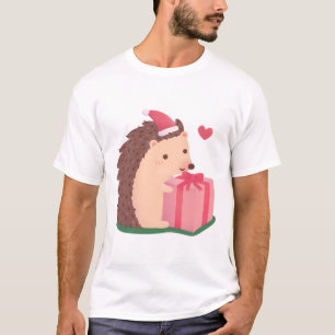 Cute Hedgehog Hugging Christmas Present T-Shirt