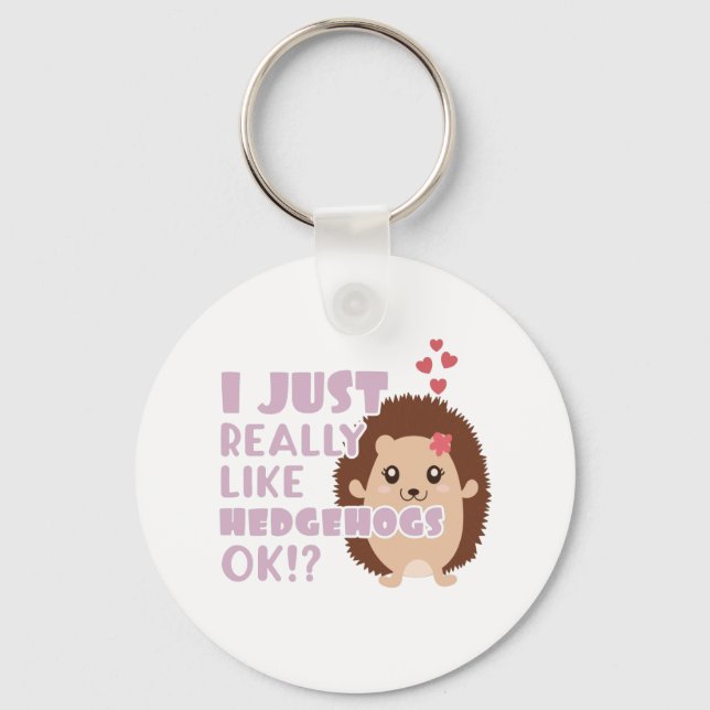 Cute Hedgehog I Just Really Like Hedgehogs OK? Key Ring (Front)