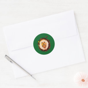 Cute Hedgehog in Autumn Leaves Classic Round Sticker