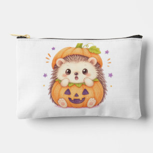 Cute Hedgehog in Pumpkin Costume Halloween Illustr Accessory Pouch