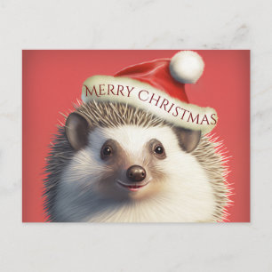 Cute Hedgehog in Santa Hat Postcard