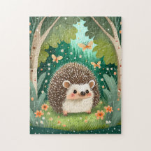Cute Hedgehog in the enchanted forest