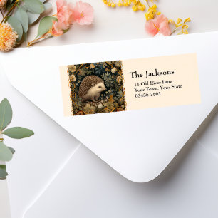 Cute Hedgehog in William Morris style garden