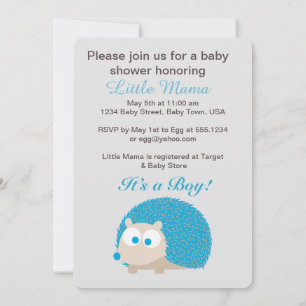 Cute Hedgehog It's a Boy! Baby Shower Invitation