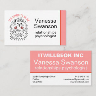 Cute Hedgehog. It's Going To Be OK Inspirational Business Card