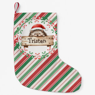 Cute Hedgehog Kids name Small Christmas Stocking