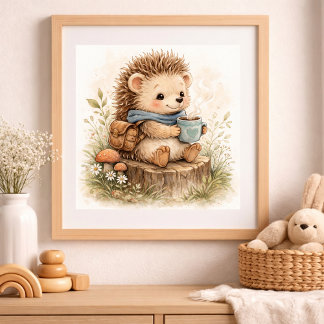 Cute Hedgehog Kids Nursery Poster