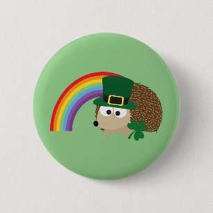 Cute Hedgehog Leprechaun 6 Cm Round Badge