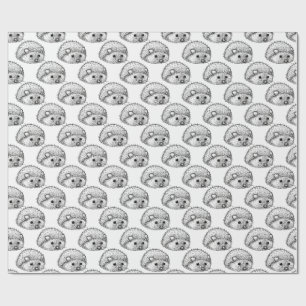 Cute Hedgehog Matte Wrapping Paper, 30 in x 6 ft Paper