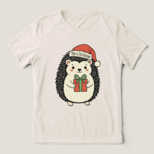 Cute Hedgehog Merry Christmas Tri-Blend Shirt
