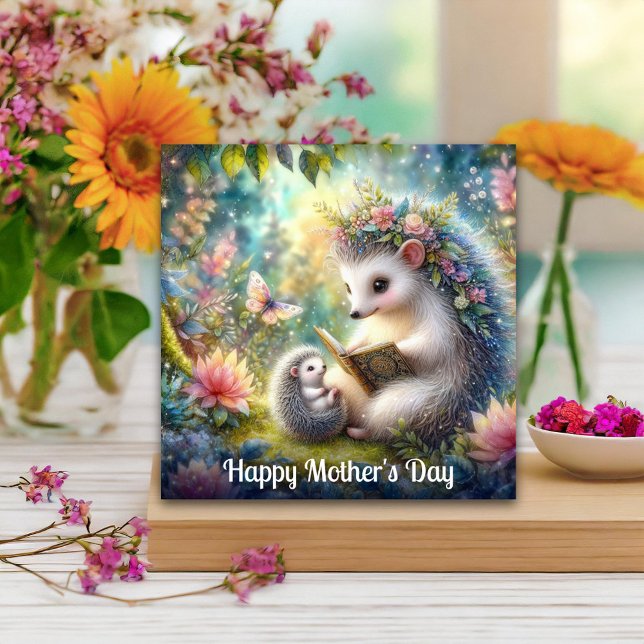 Cute Hedgehog Mum Baby Bedtime Story Mother's Day  Card (Creator Uploaded)
