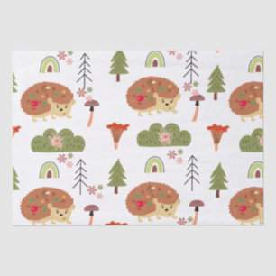 Cute Hedgehog Nature Floral Rainbow Pattern  Tissue Paper