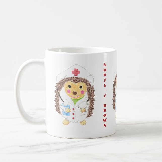 Cute hedgehog nurse coffee mug (Left)